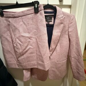J Crew Pink Herringbone Blazer and Skirt Set